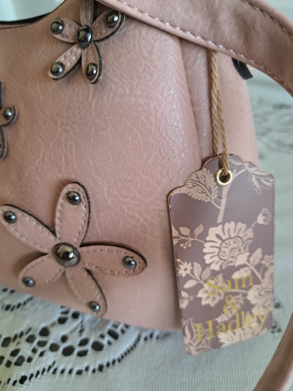 Blush Floral Studded Crossbody Bag - Picture 3 of 7